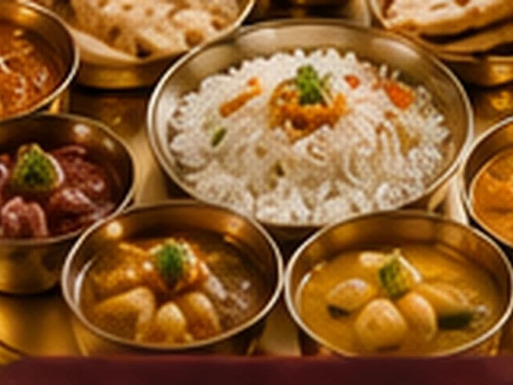 Gold catering package food presentation in Prayagraj