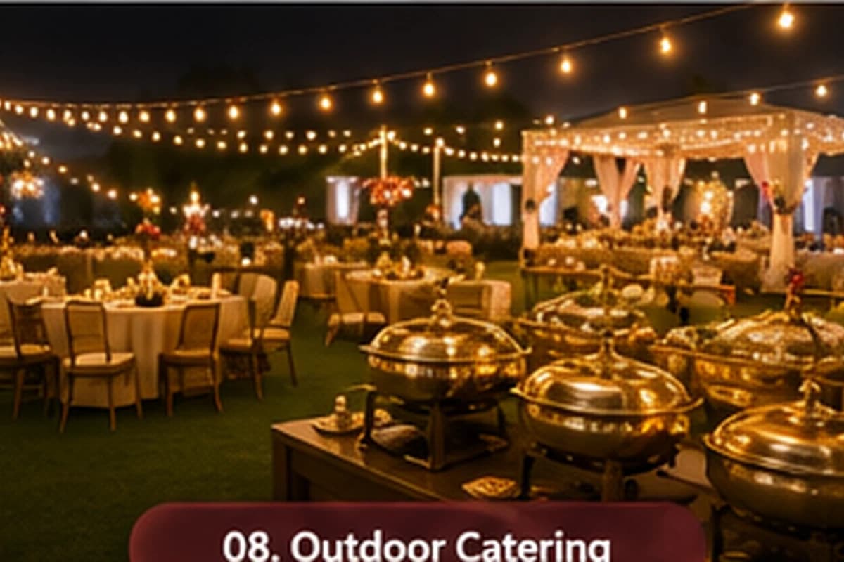 Outdoor catering buffet setup in Prayagraj